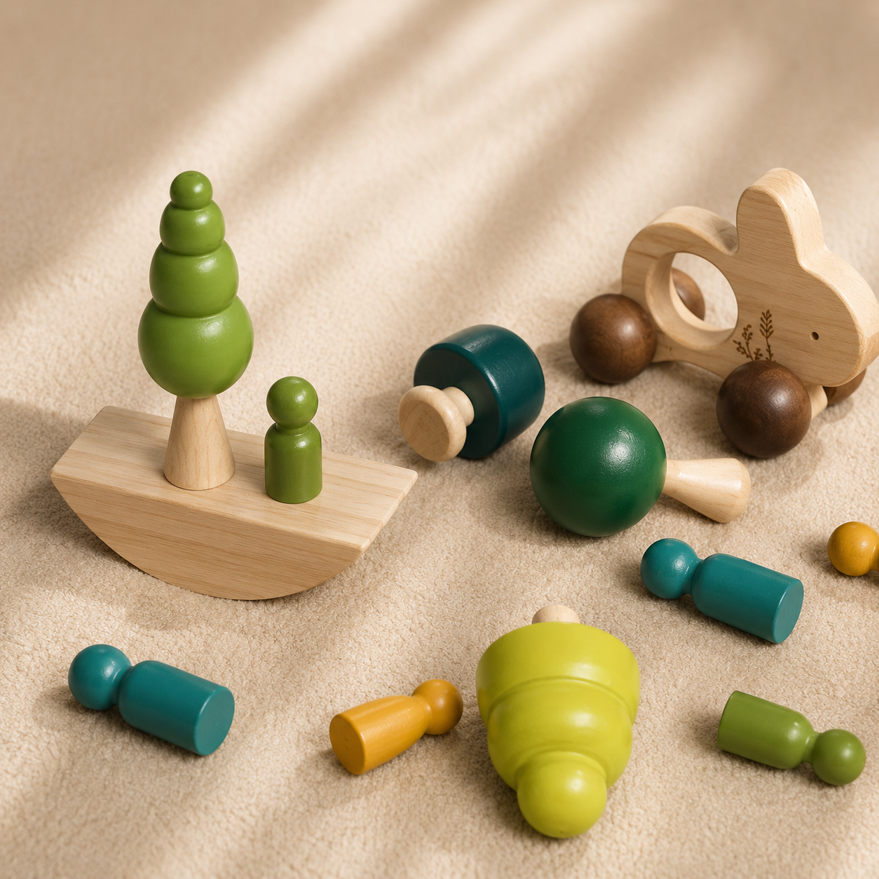 Montessori Wooden Log Building Blocks