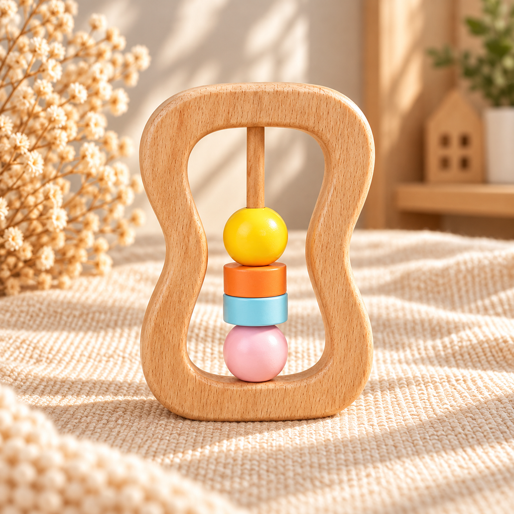 Natural Wooden Baby Rattle