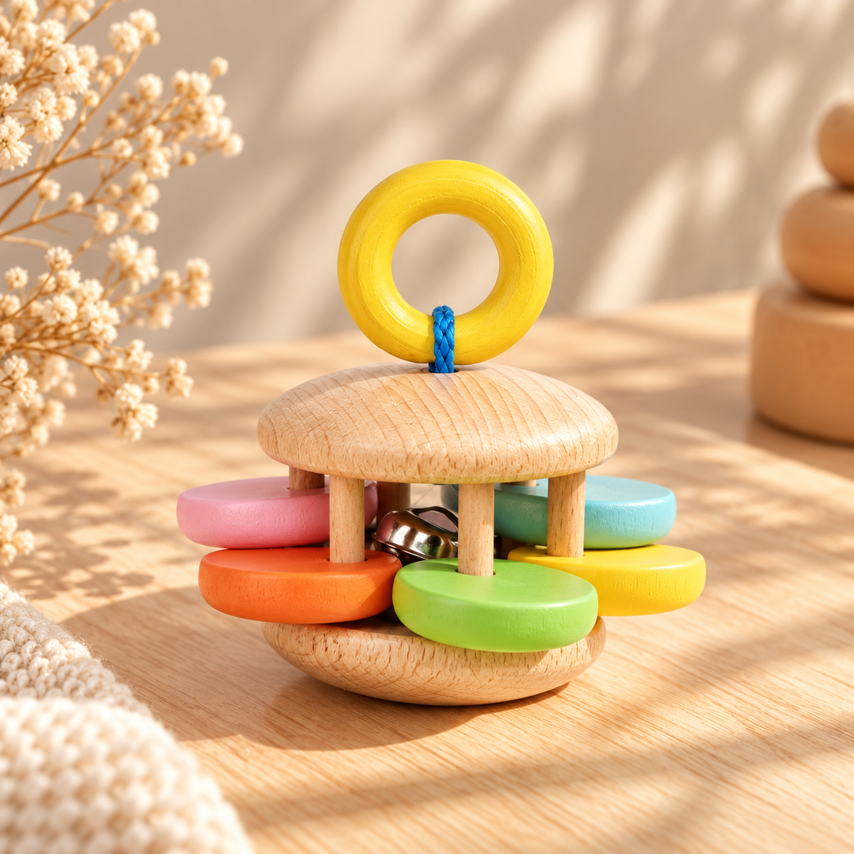 Natural Wooden Baby Rattle