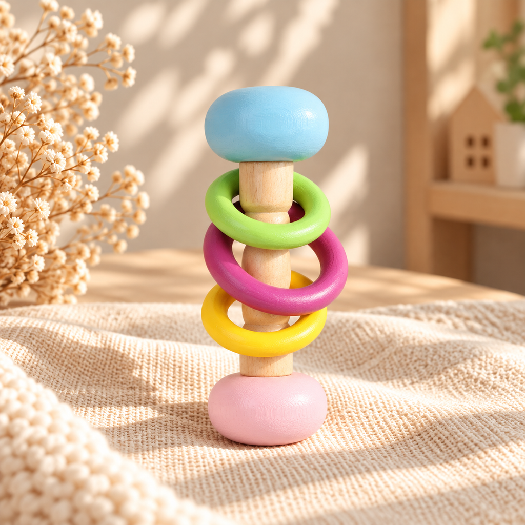 Natural Wooden Baby Rattle