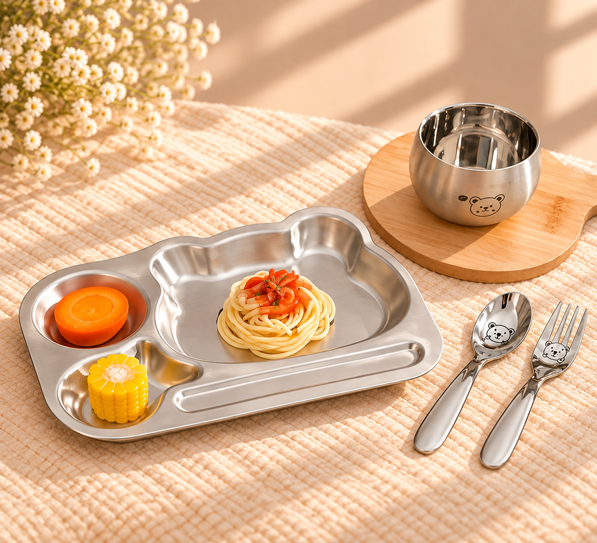 Stainless Steel Kids Dinnerware Set